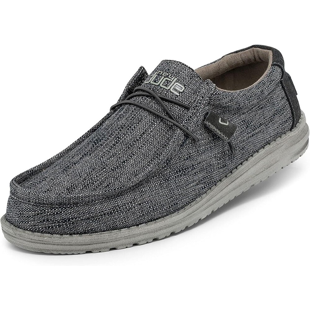 Hey Dude 11 Shoes Wally Woven Carbone Gray Black Slip-On Men's EU 44 NIB